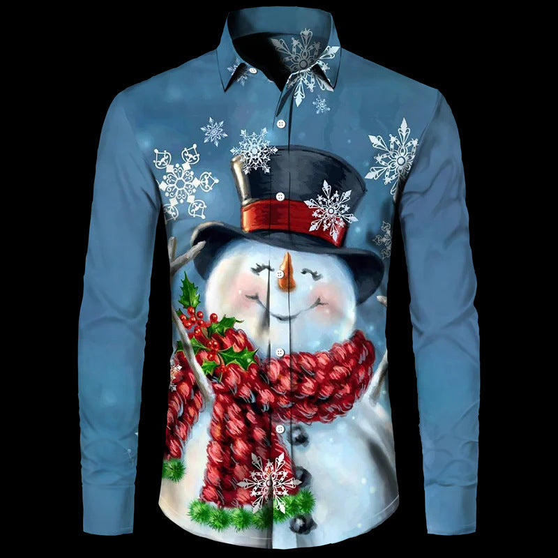 New Hawaiian Santa Claus Theme Digital 3D Printing Shirt Men Casual Retro Loose Plus Size Men's Clothing