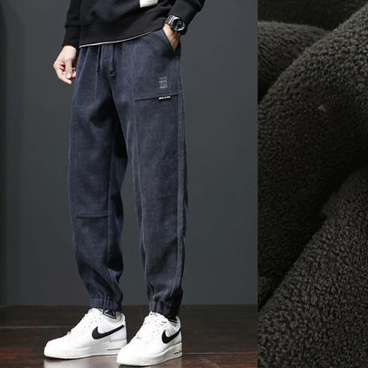 Velvet Padded Casual Pants Winter Ankle-tied Commuter Trousers