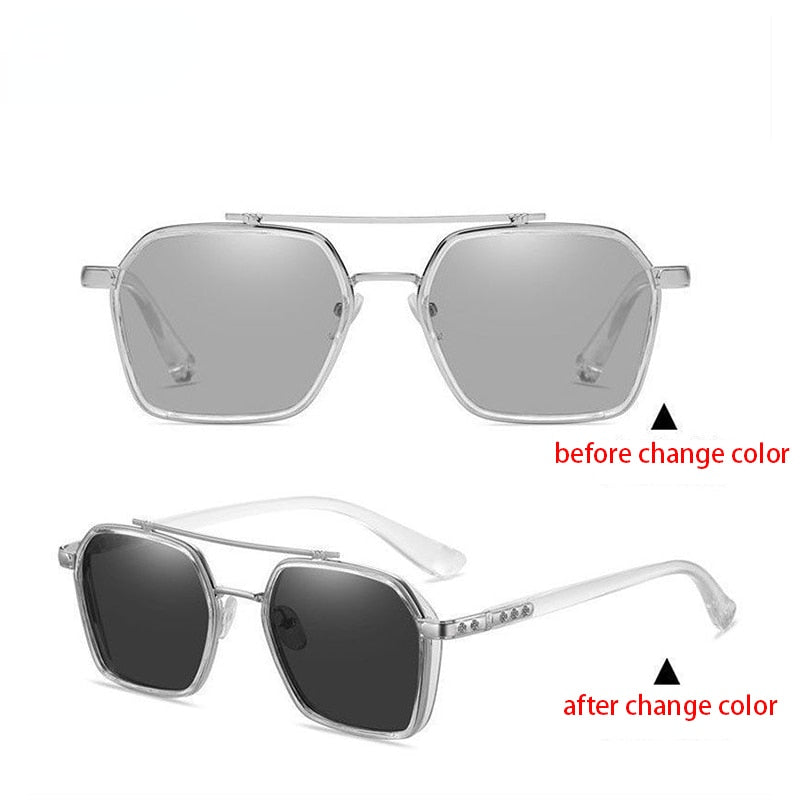 Day And Night Dual-use Photochromic Men's Double Beam UV-proof Hot Sunglasses