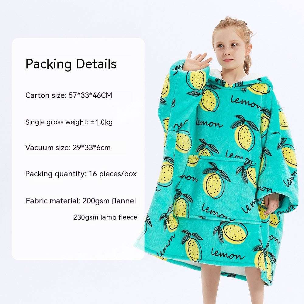 European And American Style Flannel Hooded Lazy Blanket Children Plus Size Cashmere Hoodie