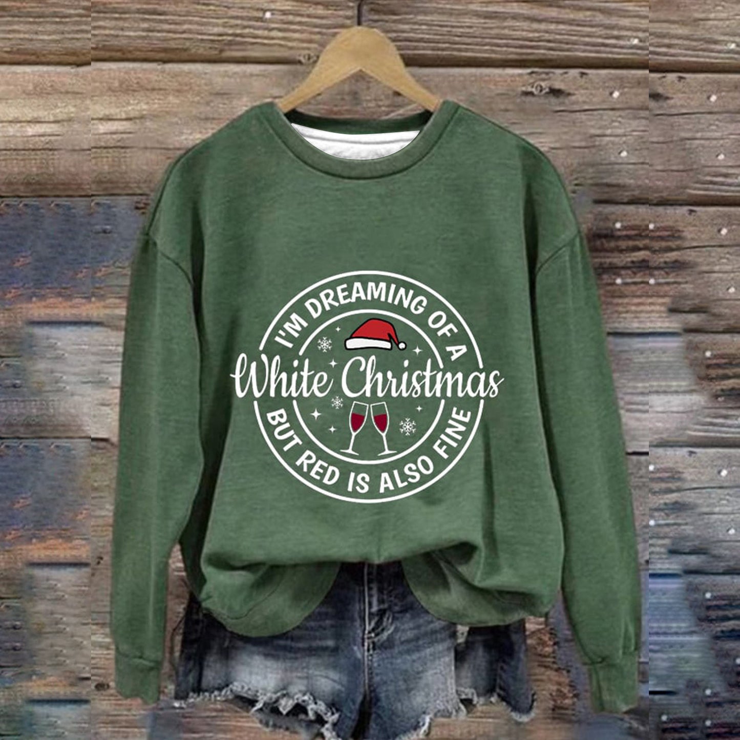 Autumn Winter New Pullover Digital Printing Women's Christmas Street Trend Round Neck Top