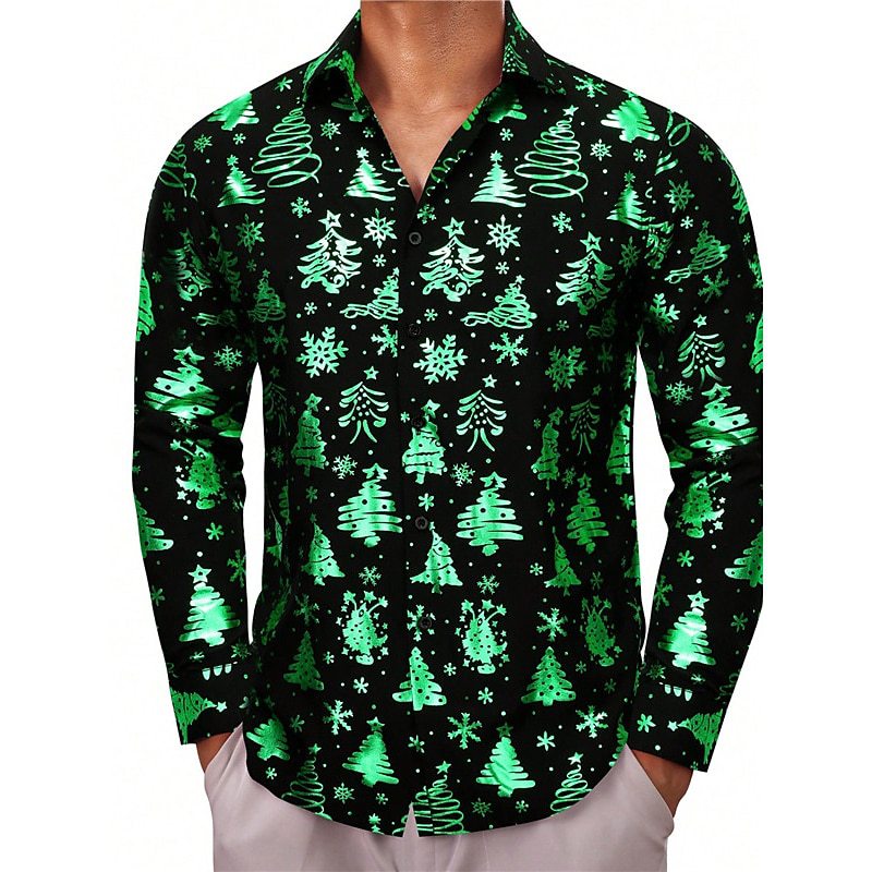 3D Digital Printing Christmas Tree Shirt Lapel