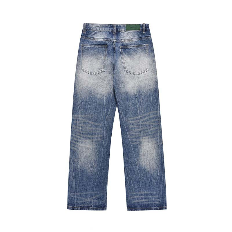 Advanced Lightning Crack Washed Distressed Design Jeans For Men