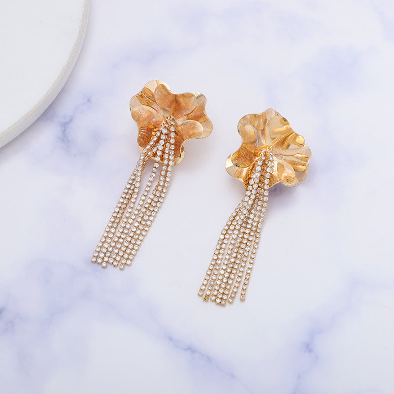 Ins Style Tassel Small Flower Online Influencer Refined Pastoral Style Earrings