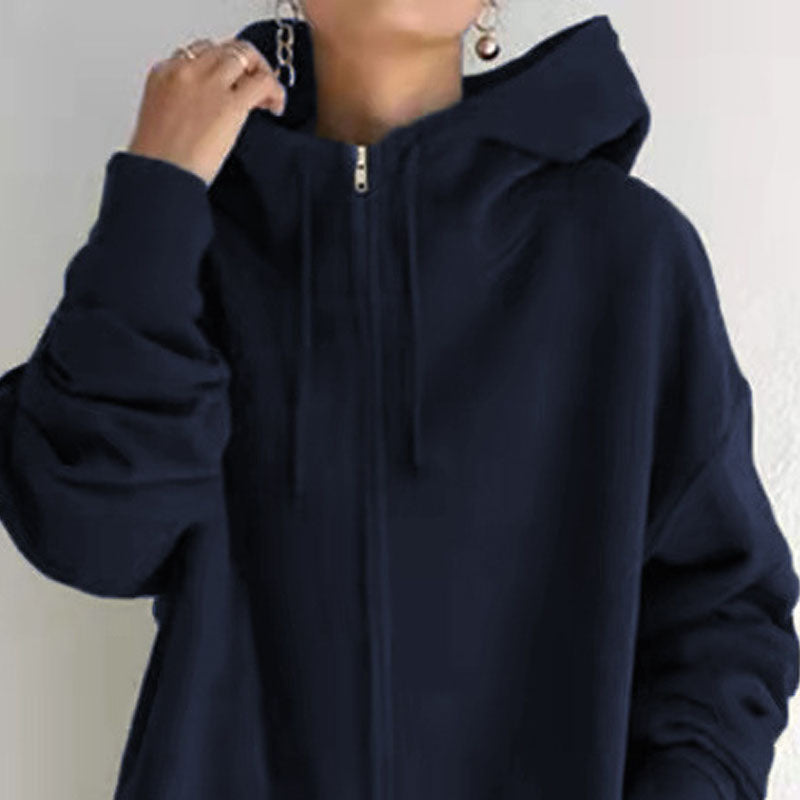 Street Hooded Zipper Hooded Long Sweatshirt Sweater