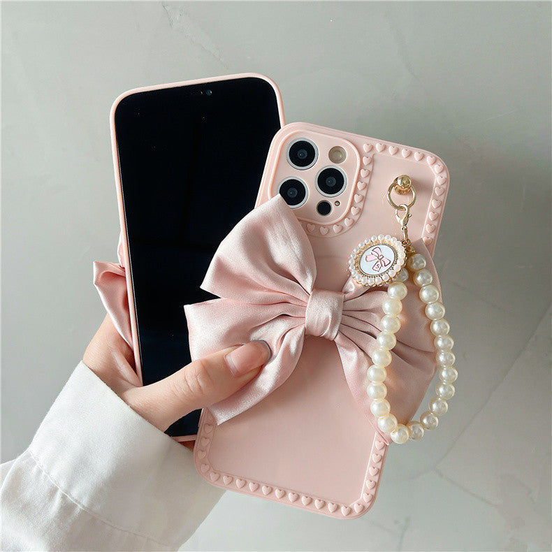 Bowknot Pearl Chain Mobile Phone Case