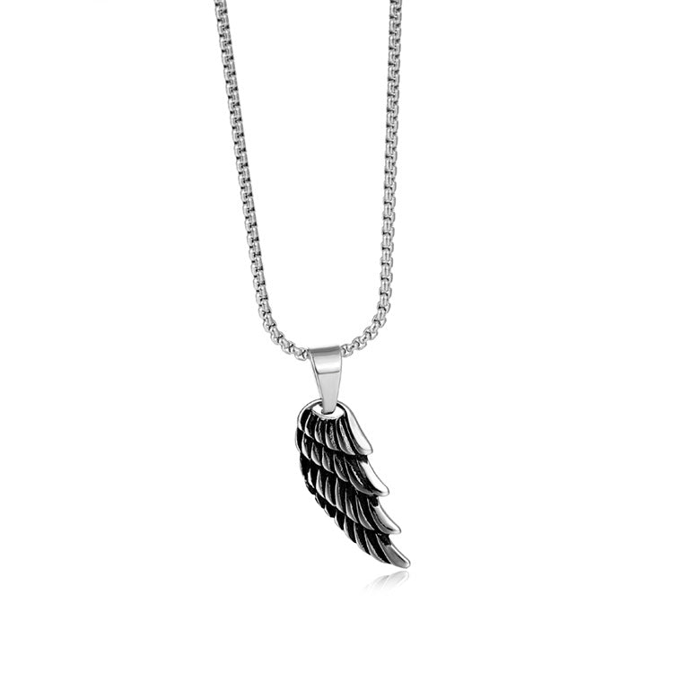 Men's Stainless Steel Angel Wings Pendant Fashion Personality Feather Titanium Steel Necklace