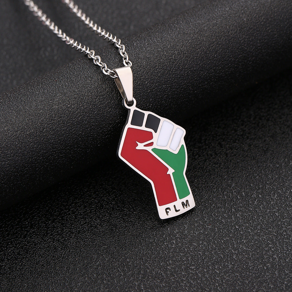 Stainless Steel Palestine Map Pendant Necklace