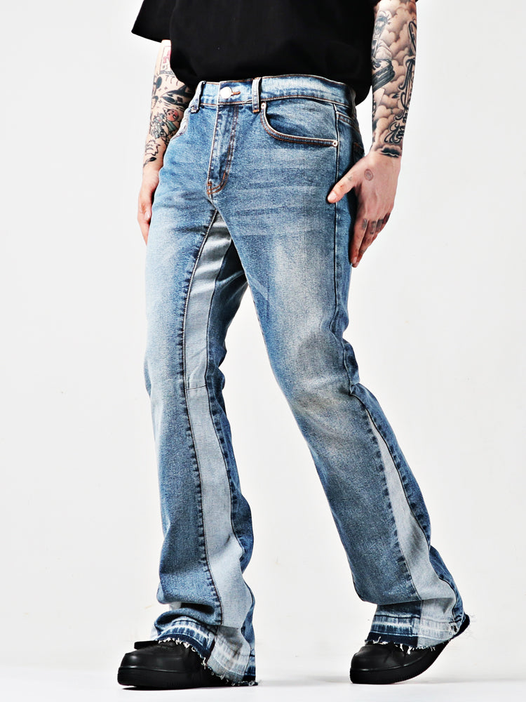 Retro Washed Loose And Slightly Elastic Flared Jeans