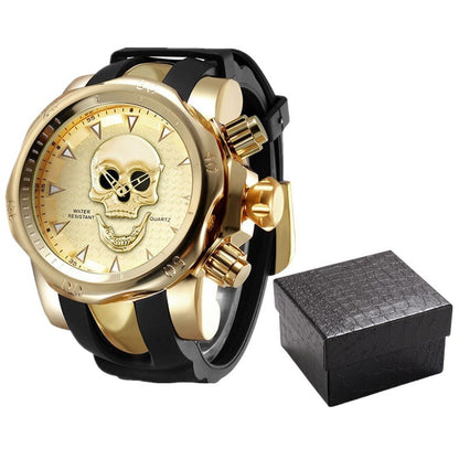 New Men's Watch Personality Skull Large Dial Silicone Band Quartz Watch