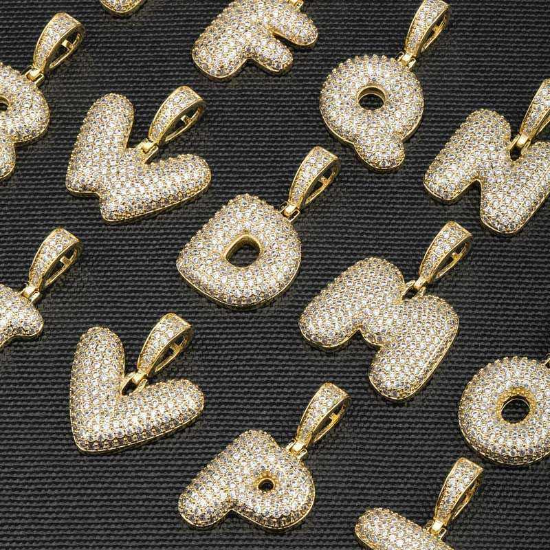 925 Silver Bubble Letters Can Be Spliced Into Custom Hip Hop Necklaces