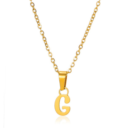 Simple 18K Gold Plating Stainless Steel Small Letter Necklace For Women