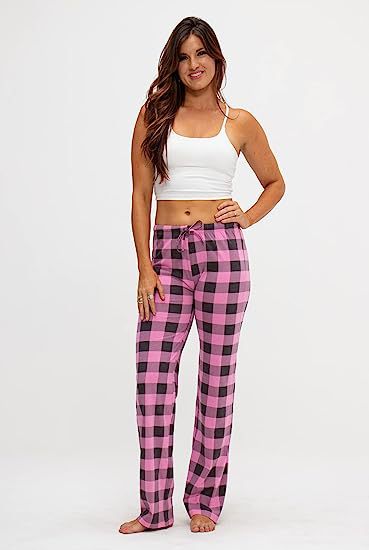 Women's Spring And Autumn Drawstring Plaid Printed Pants Length Leisure Pants Home