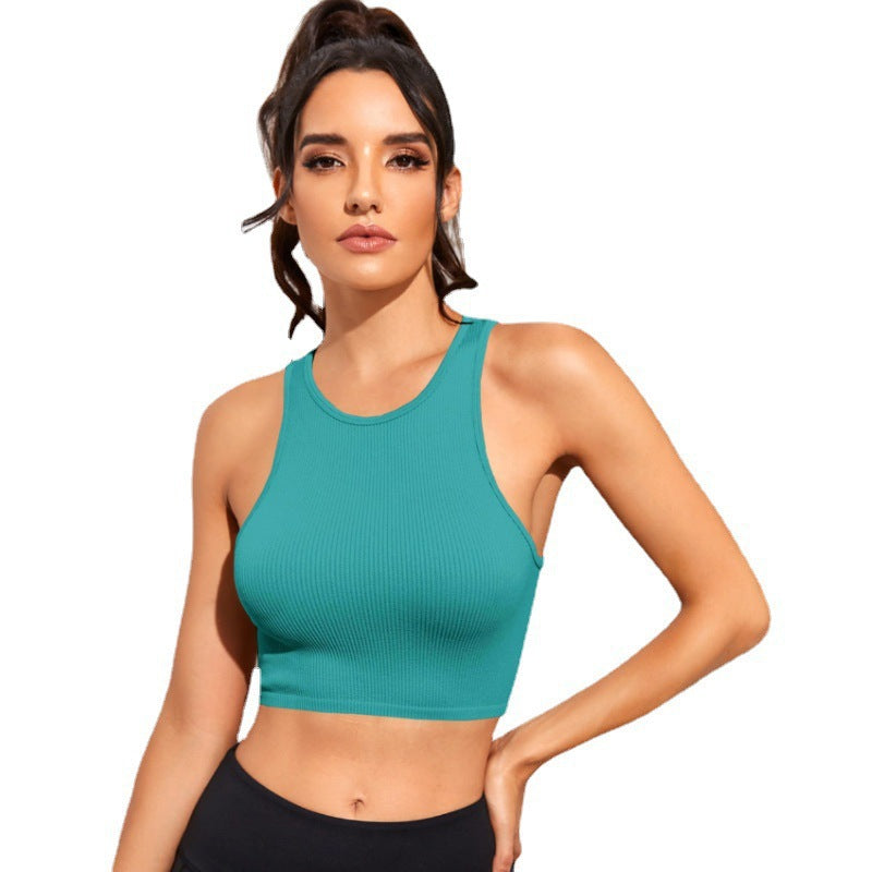 Yoga Clothes Sleeveless Sports Vest Women's Loose Breathable Top Without Chest Pad