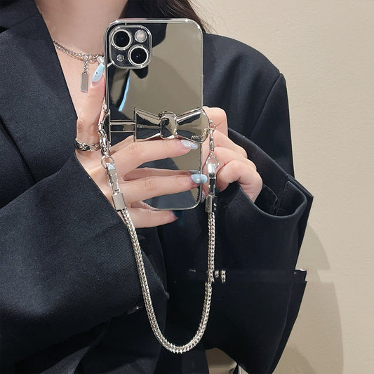 Electroplated Mirror Back Clip Chain Phone Case