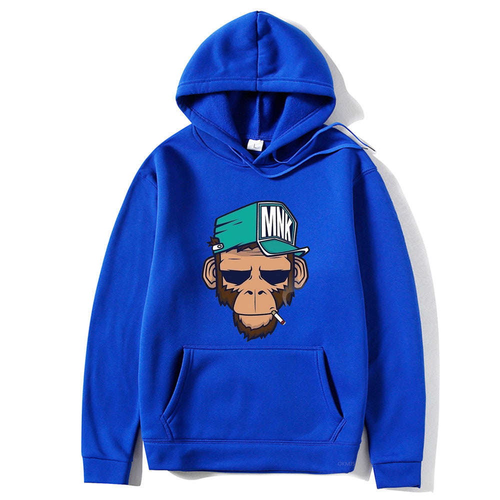 Smoking Monkey Printed Men's Hoodie Leisure Warm Sweatshirt