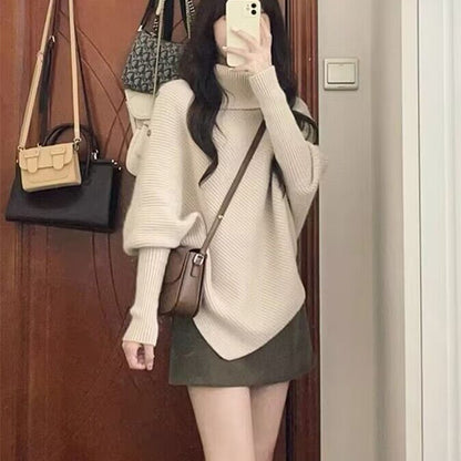 Autumn And Winter Women's Lazy Casual Sweater Skirt Suit