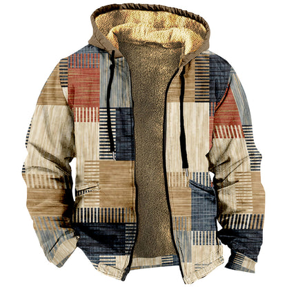 European And American Multi-color Pattern 3D Digital Printing Hooded Cotton-padded Jacket