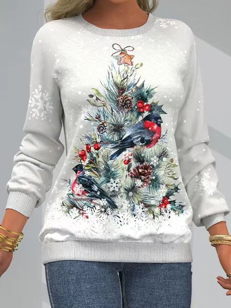 Printed Crew Neck Sweatshirt Leisure Loose All-matching Top