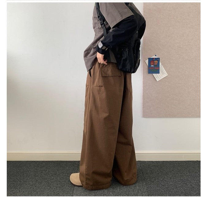 Japanese Wide Leg Pants Solid Color Casual Loose And Simple Straight-leg Trousers