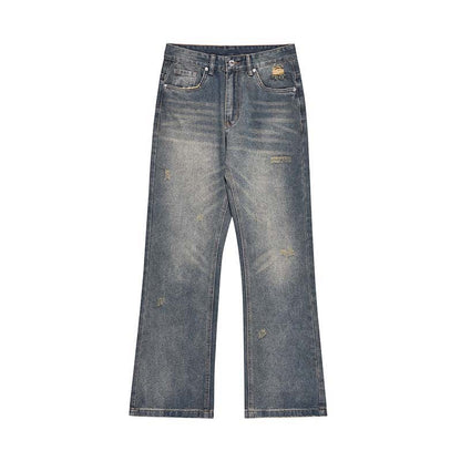 American Street Retro Washed Make Old Ripped Jeans