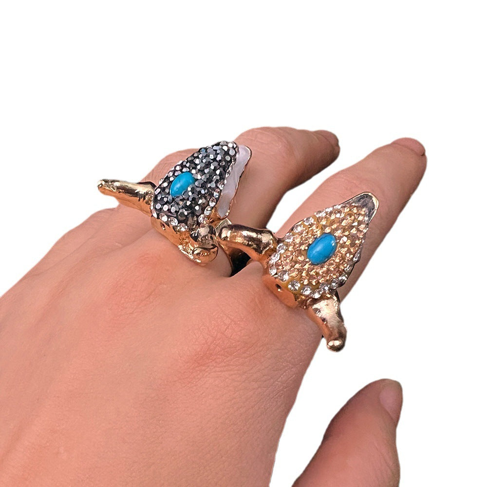 European And American Turquoise Gold-plated Ring