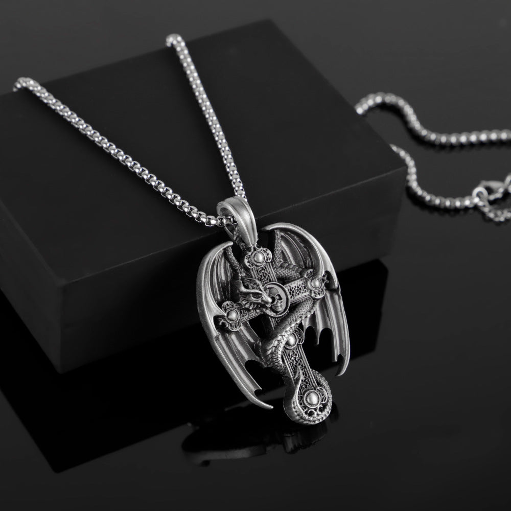 Men's Stainless Steel Retro Pendant Sweater Chain