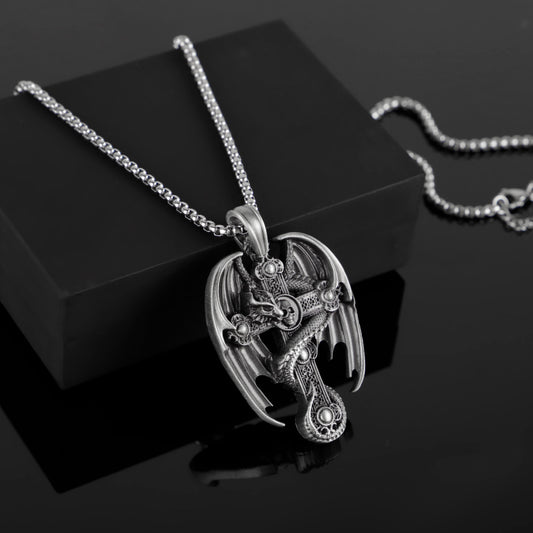 Men's Stainless Steel Retro Pendant Sweater Chain