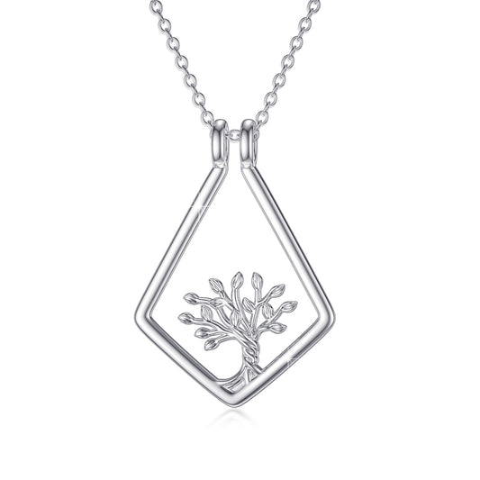 Tree of Life Ring Holder Pendant Necklace in 925 Sterling Silver