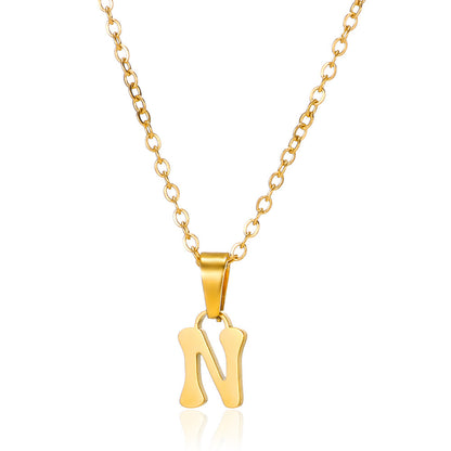 Simple 18K Gold Plating Stainless Steel Small Letter Necklace For Women