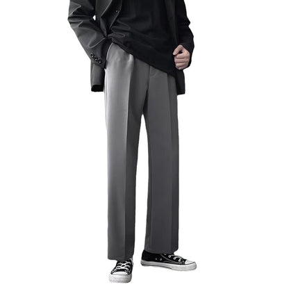 Polyester Men's Loose Straight Drooping Wide Leg Leisure Light Business Suit Pants