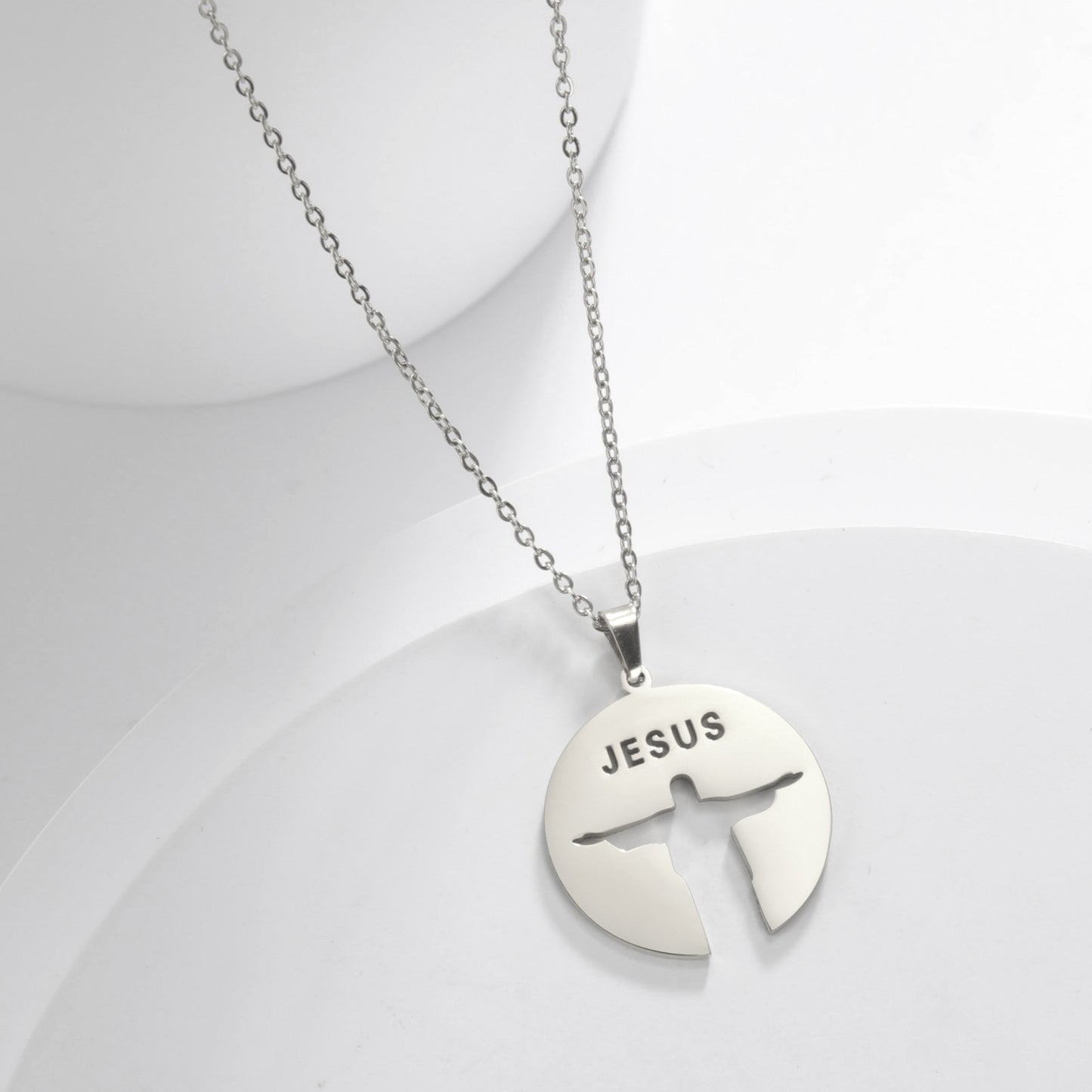 Personalized Silhouette Hollow Text JESUS Pendant