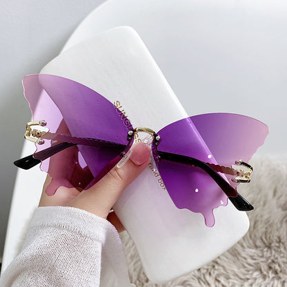 Butterfly Female Fashion Large Rim Gradient Color Street Shot Sun Glasses