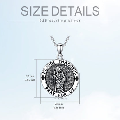 925 Sterling Silver Saint Jude Pendant Necklace