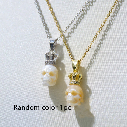 Pearl Crown Pendant Skull Pearl Necklace Ghost Head Halloween Ornaments