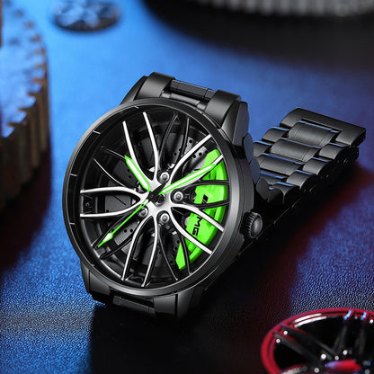 SVJ Wheel Watch AMG488 Green Caliper Men's Watch