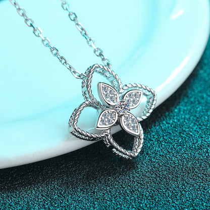 Women's Sterling Silver Plated Clover Necklace