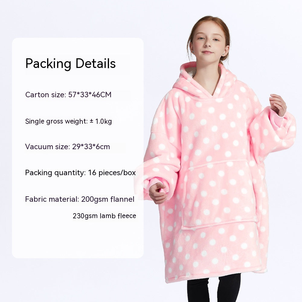 European And American Style Flannel Hooded Lazy Blanket Children Plus Size Cashmere Hoodie