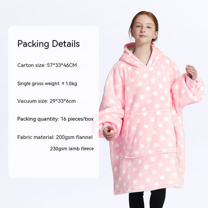 European And American Style Flannel Hooded Lazy Blanket Children Plus Size Cashmere Hoodie