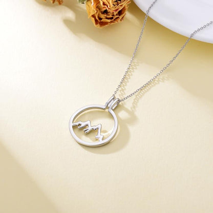 925 Sterling Silver Mountain Ring Holder Round Shape Pendant Necklace