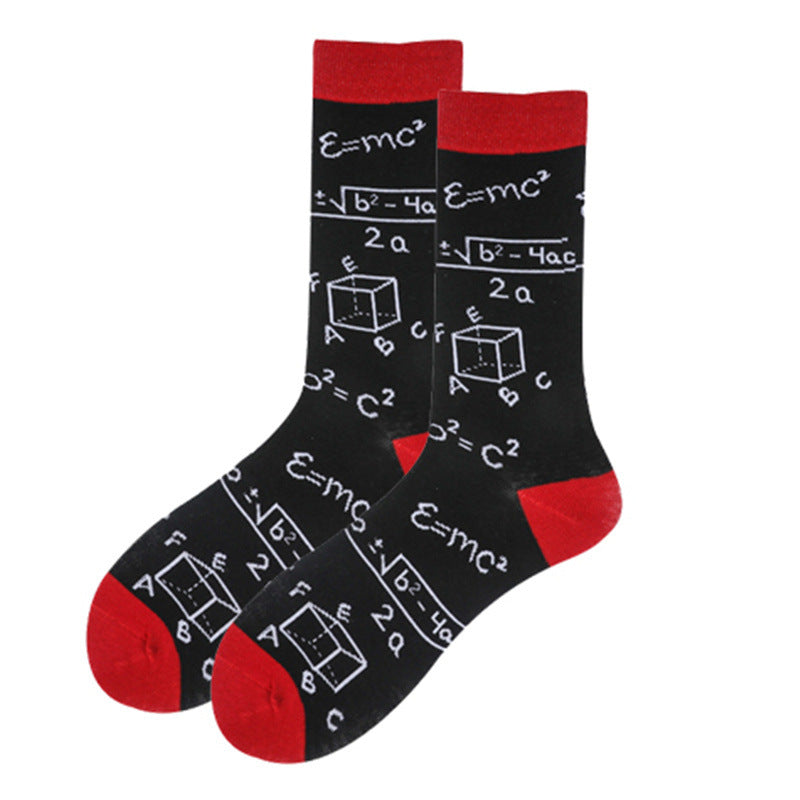 Mid-calf Length Men's Socks Cotton Fashion Geometry Pattern Stripes