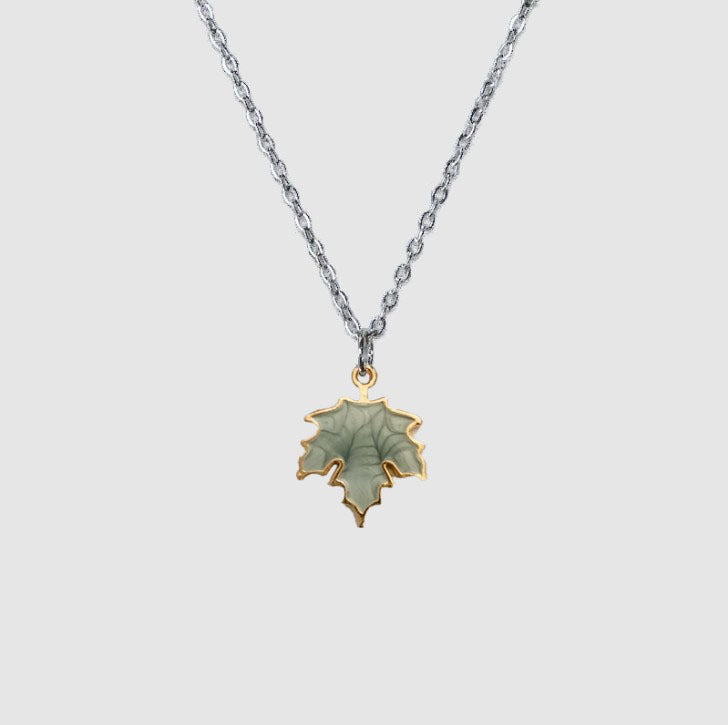 Blue Maple Leaf Simple Alloy Long Sweet Necklace