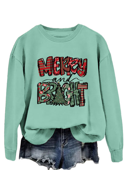 Trendy Sweater Merry And Bright Fallwinter Round Neck Long Sleeve Top In Stock