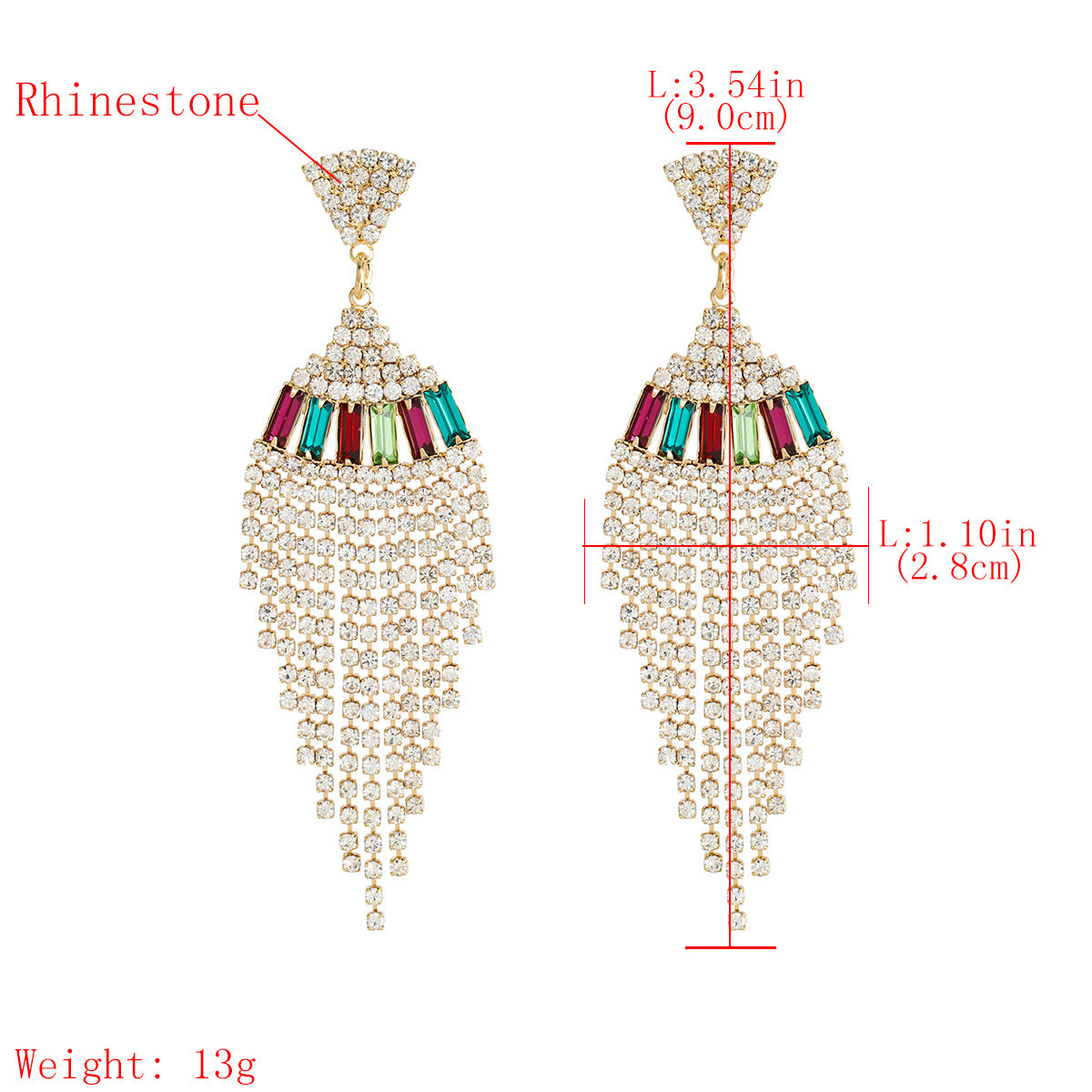 Alloy Diamond Rhinestone Long Fringe Earrings