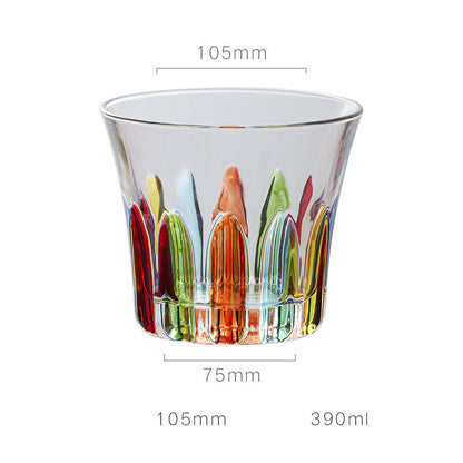 European Style New Enamel Whisky Glass With Colorful Woven Pattern