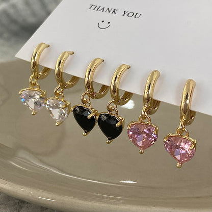 Dopamine High-grade Love Design Zircon Niche Simple All-match Earrings Female