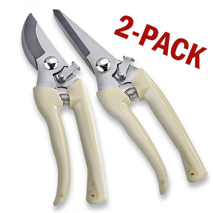 2 Pack Garden Pruning Shears Set Bypass Branch Pruner Straight Blade Scissors US