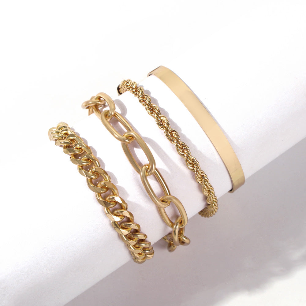 Exaggerated Alloy Thick Chain Multi-layer Bracelet Women European And American Fashion