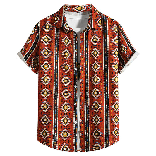 Ethnic Pattern Digital Printing Short-sleeved Shirt