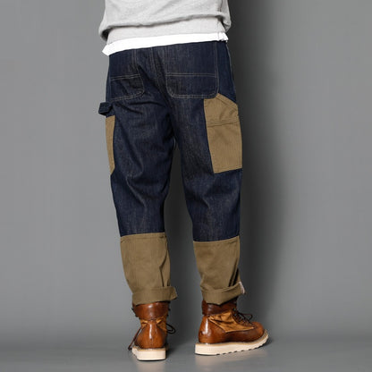 Loose All-match Trendy Multi-pocket Stitching Design Straight American Jeans